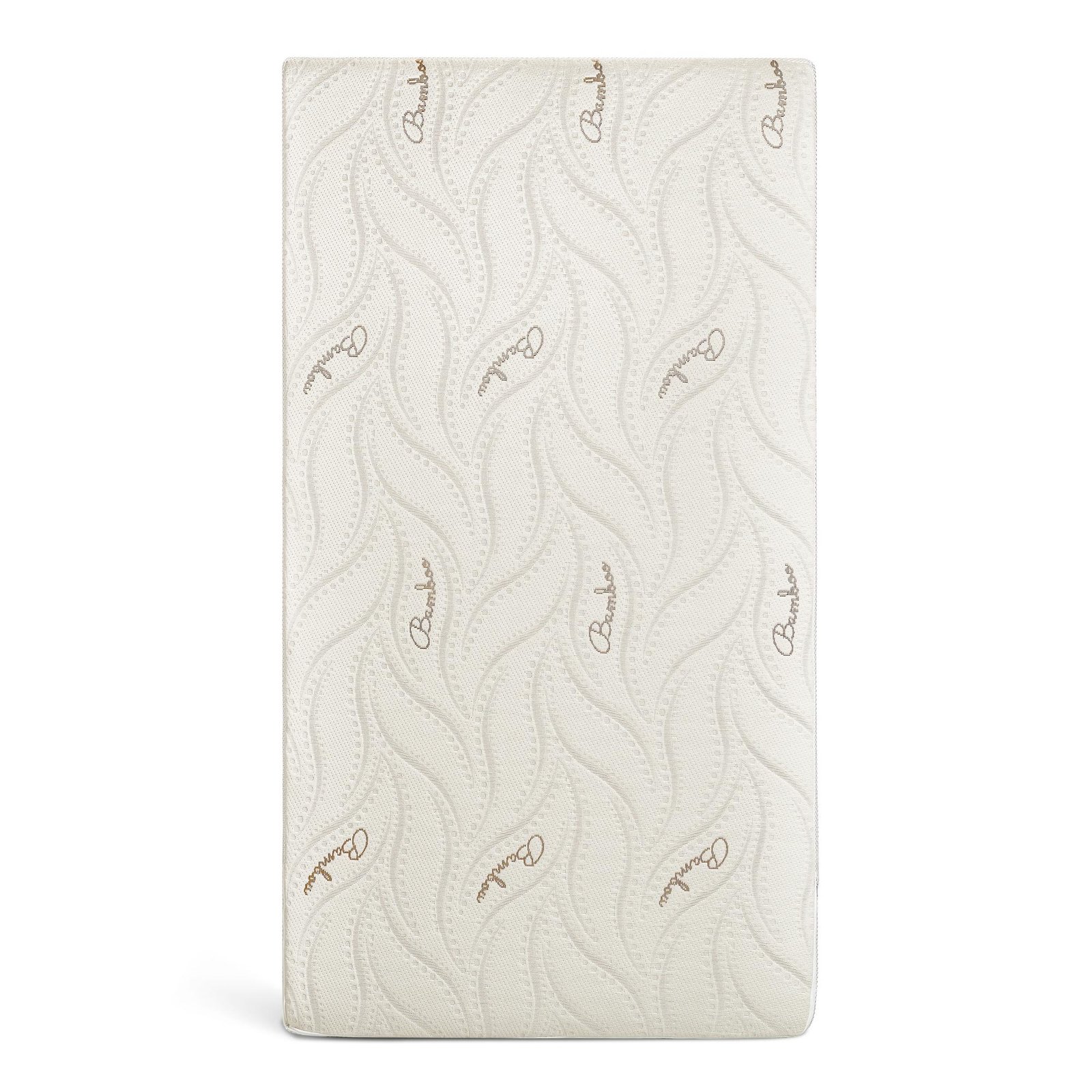 Product photography on white background of beige mattress