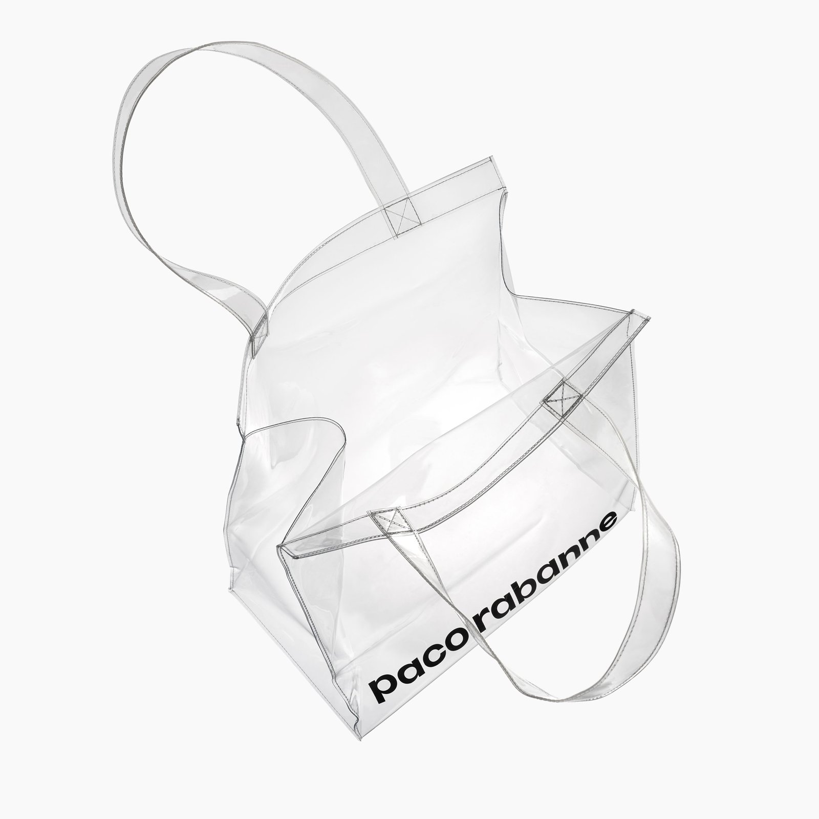 Product photography on white background of clear cosmetic bag