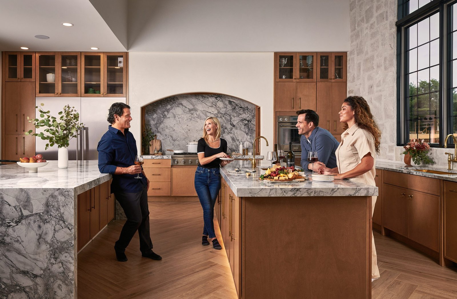 Product lifestyle photography kitchen cabinets with model